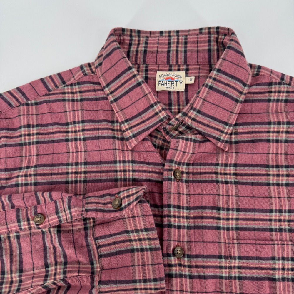 Faherty Mens Lightweight Movement Flannel Large Plaid Mountain Button Down Shirt